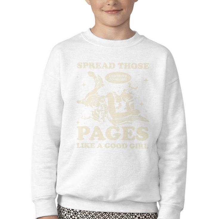 Spread Those Pages Like A Good Girl Shirt Smutty Spicy Book Premium Tri-Blend Youth Crewneck Sweatshirt