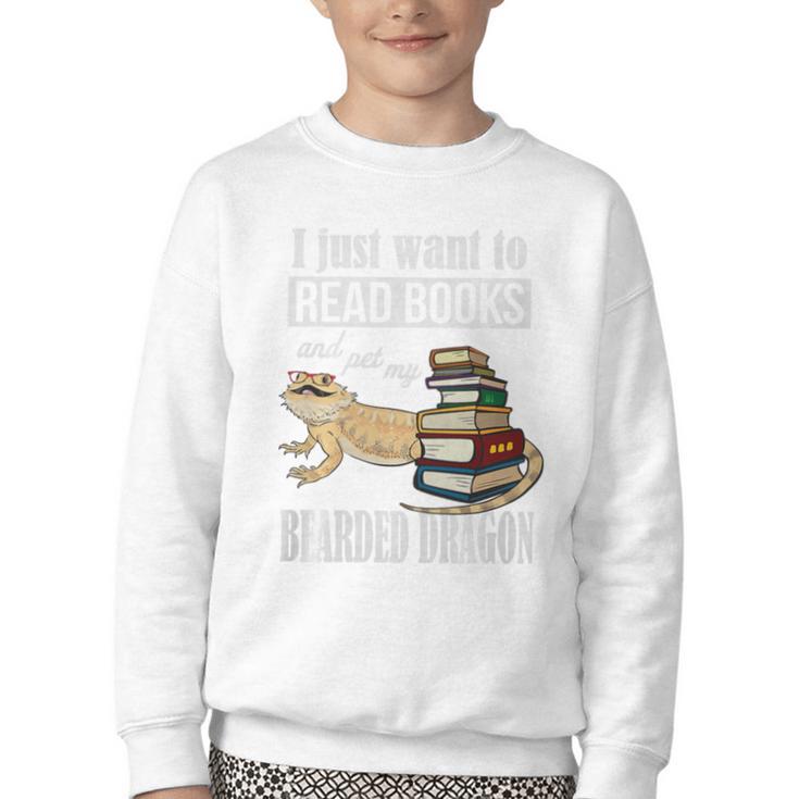Tiny Dinosaur Read Books & Pet My Bearded Dragon Lover Premium Tri-Blend Youth Crewneck Sweatshirt