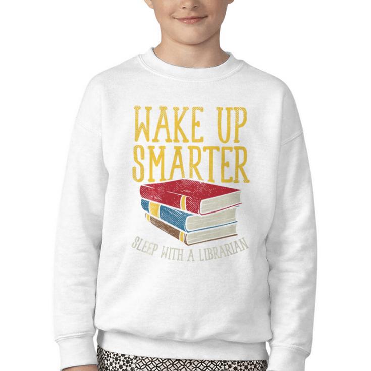 Wake Up Smarter Librarian Book Stack Premium Tri-Blend Youth Crewneck Sweatshirt