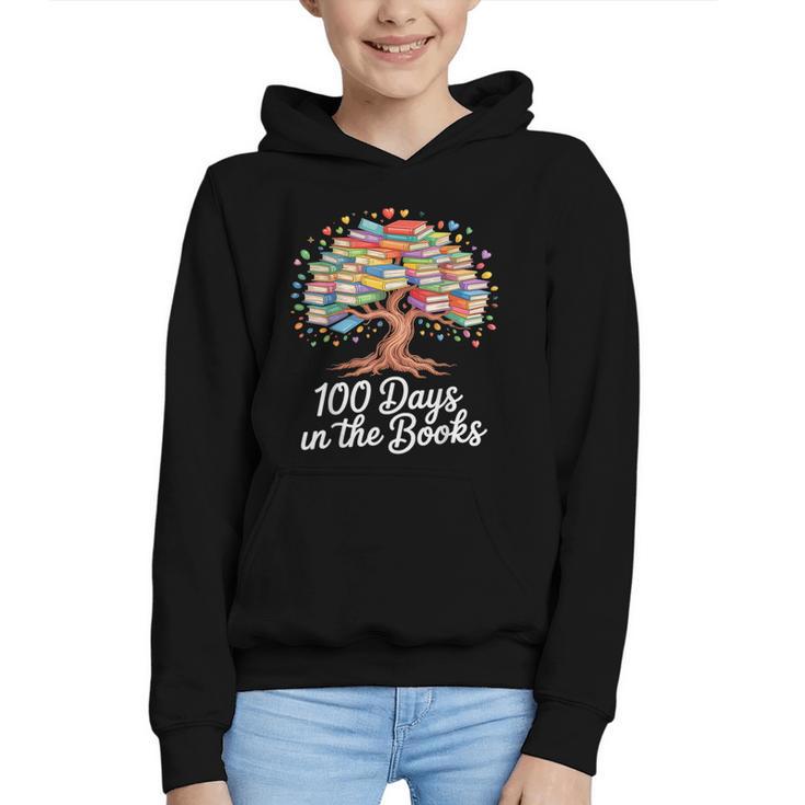 100th Day Of School Books Tree Reading Graphic Youth Hoodie