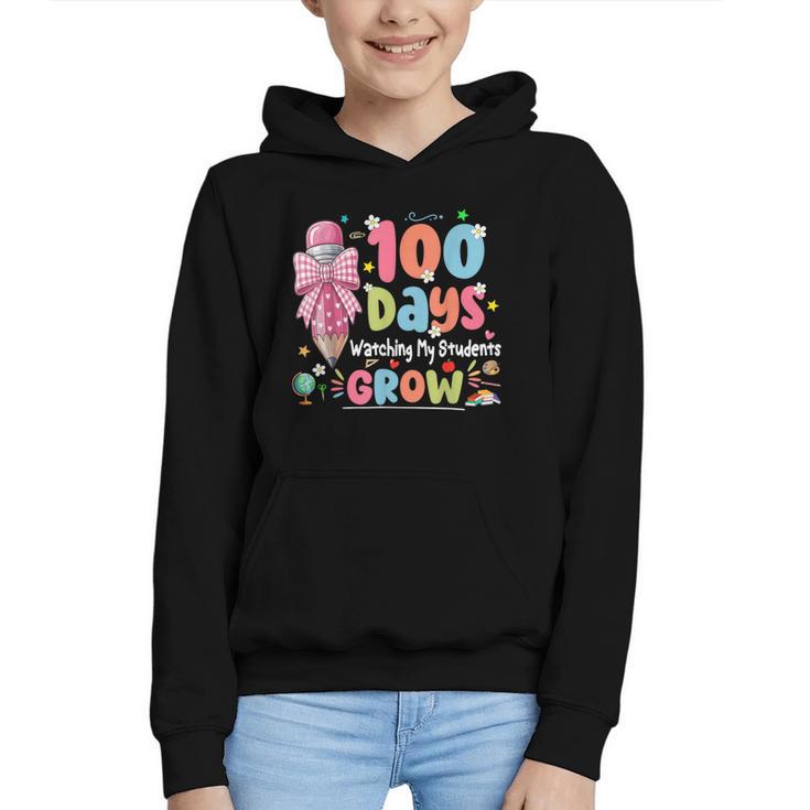 100th Day Of School Teacher Women Floral Books Graphic Youth Hoodie