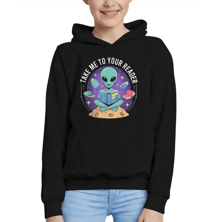 Alien Reader Reading Teacher Librarian Book Lover Graphic Youth Hoodie