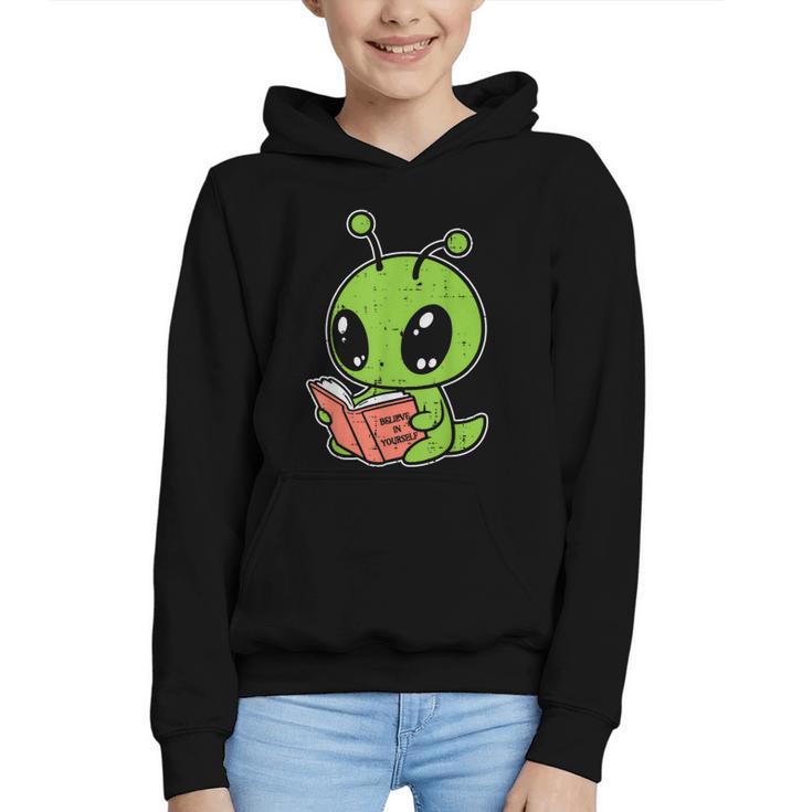 Alien Reading Book Believe In Yourself Kids Women Men Graphic Youth Hoodie