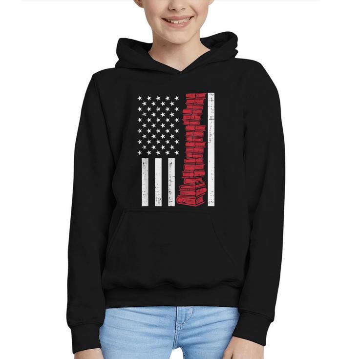 America Flag Read Book Reading Librarian Men Women Kids Graphic Youth Hoodie