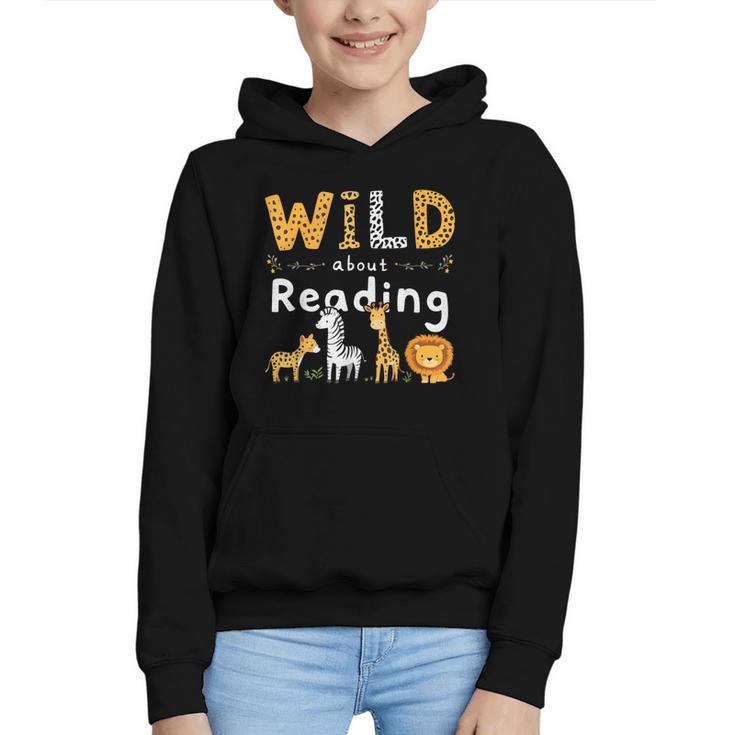 Animal Print Read A Book Character Kids Wild About Reading Graphic Youth Hoodie