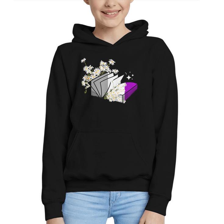 Asexual Book Lover LGBT Reading Pride Ace Flag Daisy Graphic Youth Hoodie