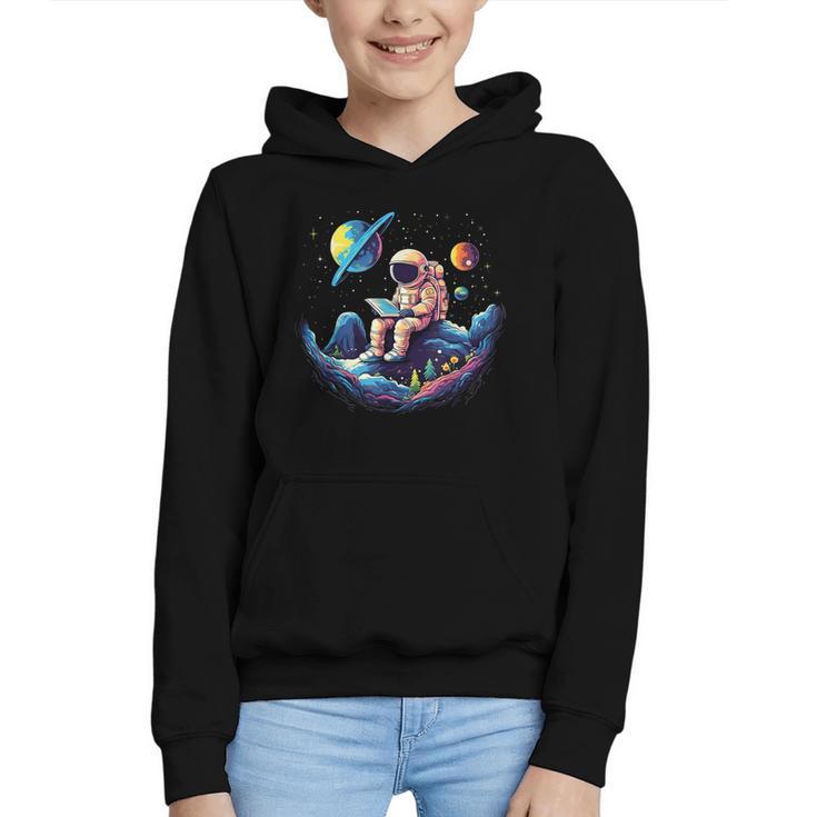Astronaut Reading Book In Space Books Lover Bookworm Graphic Youth Hoodie