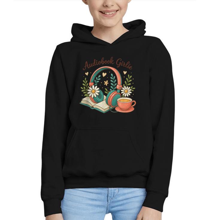 Audiobook Girlie Headphones Book Tea Love Graphic Youth Hoodie
