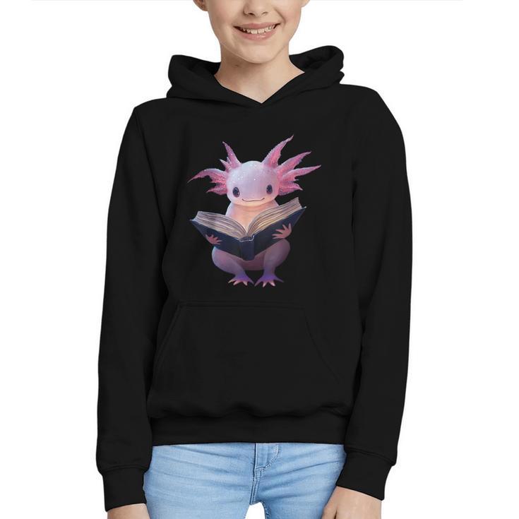 Axolotl Bookworm Reading Book Kawaii Graphic Graphic Youth Hoodie