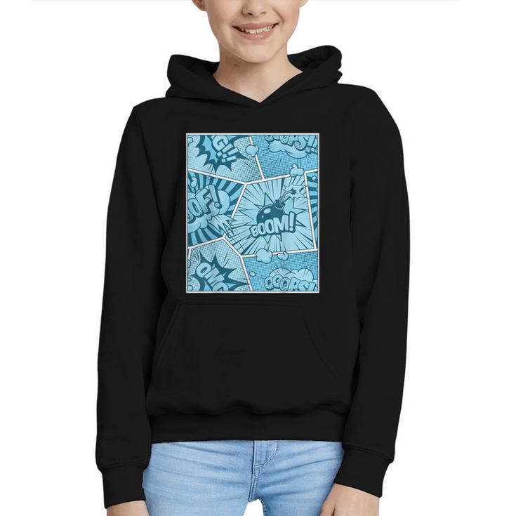 Blue Comic Book Blue Graphic Graphic Youth Hoodie