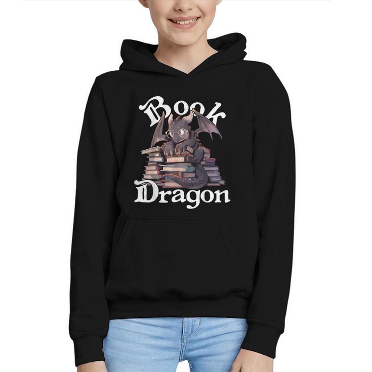 Book Dragon Book Lover Bookworm Book Reader Librarian Graphic Youth Hoodie
