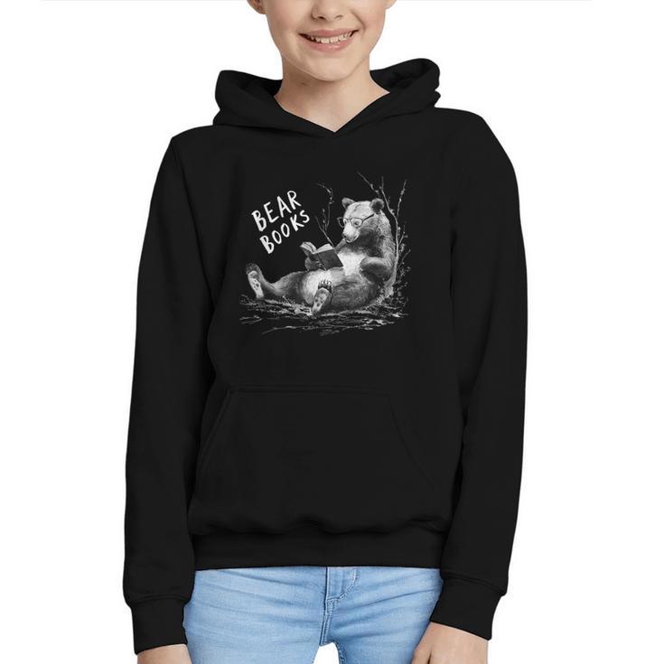 Book Lover Bear Cozy Reading Bear Graphic Bear Books Graphic Youth Hoodie