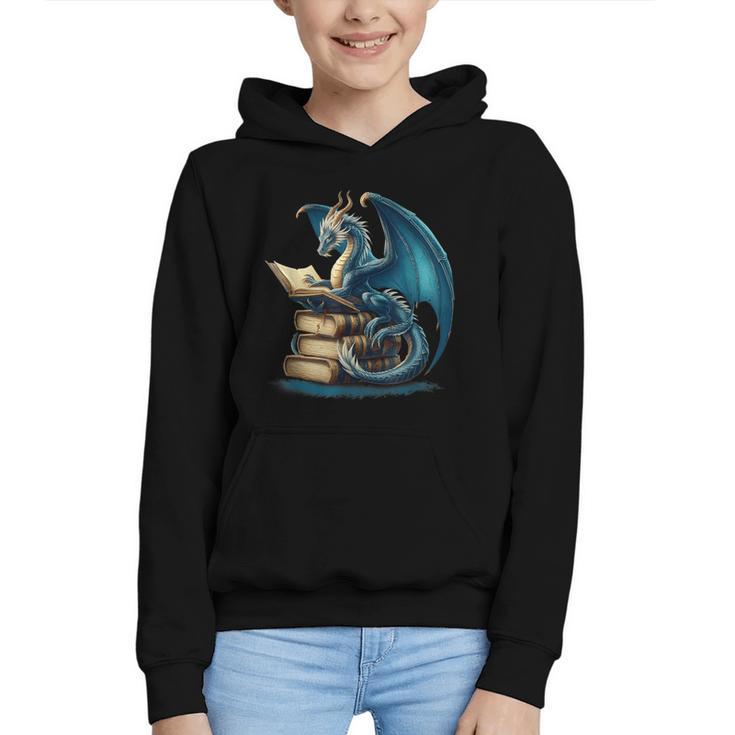 Book Lover Bookworm Reading Books Dragon Sci-Fi Character Graphic Youth Hoodie