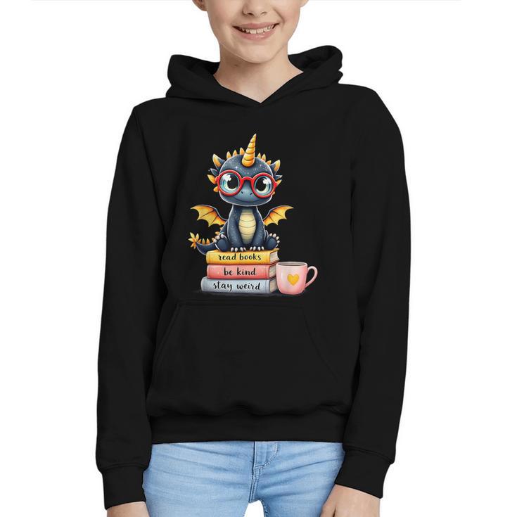 Book Lover Cute Baby Dragon Reading Graphic Youth Hoodie