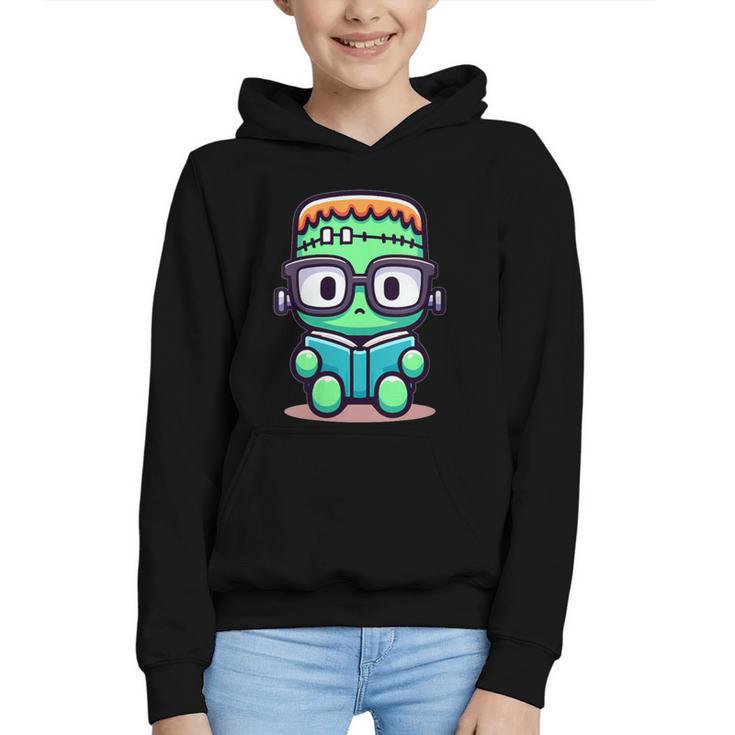 Book Lover Frankenstein's Monster With Reading Glasses Graphic Youth Hoodie