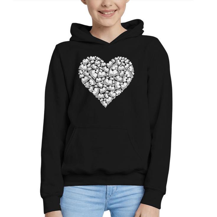 Book Lover Heart Shape Reading Librarian Library Teacher Graphic Youth Hoodie