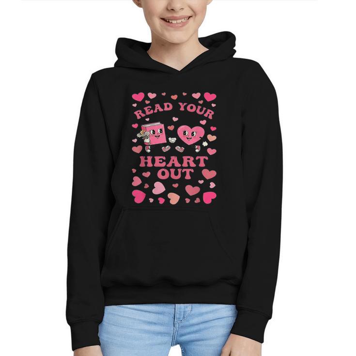 Book Lover Read Your Heart Out Teacher Valentines Graphic Youth Hoodie