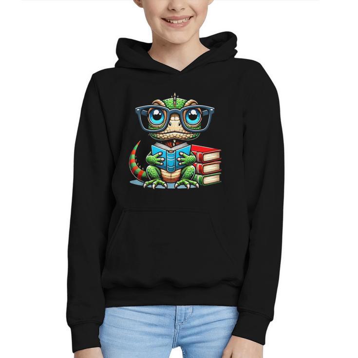 Book Lover Reading Iguana Graphic Youth Hoodie