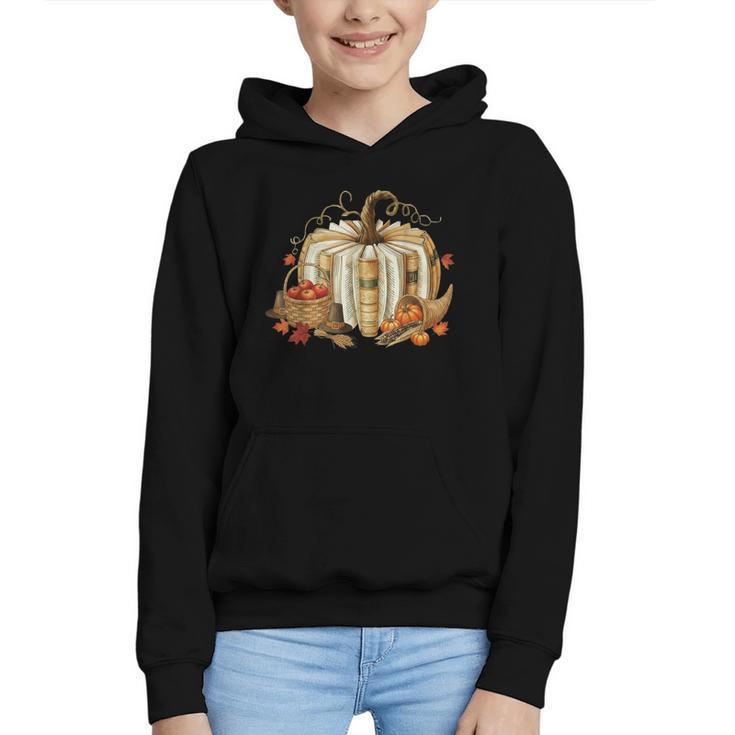 Book Pumpkin Fall Reading Thanksgiving Teacher Librarian Graphic Youth Hoodie