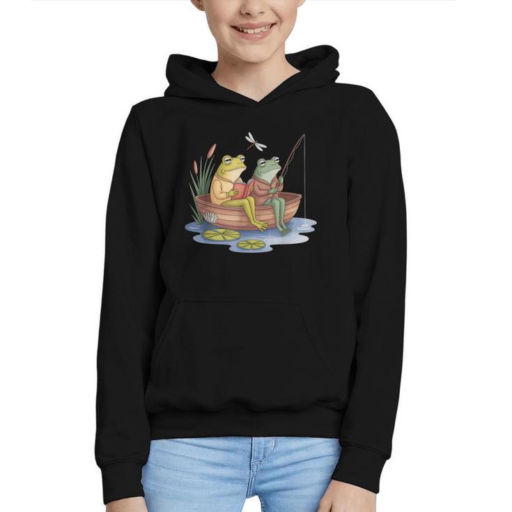 Book Shirt Frog Toad Fishing Vintage Book Frog Graphic Youth Hoodie