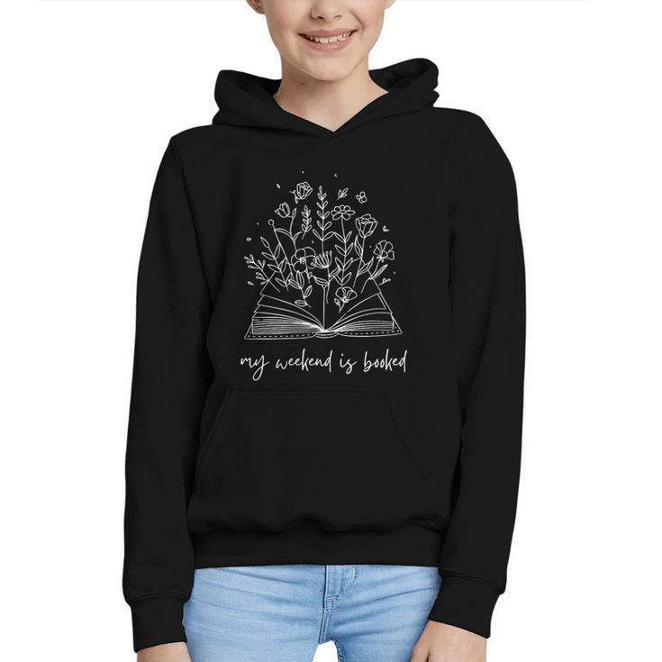 My Weekend Is Booked Floral Book Graphic Youth Hoodie