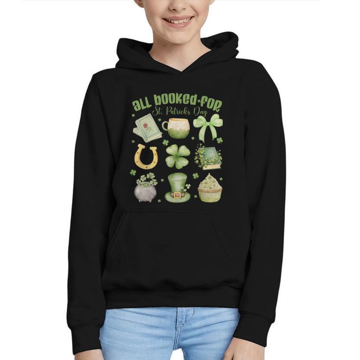 ALL Booked For St Patricks Day Bookish Leprechaun Bookworm Graphic Youth Hoodie