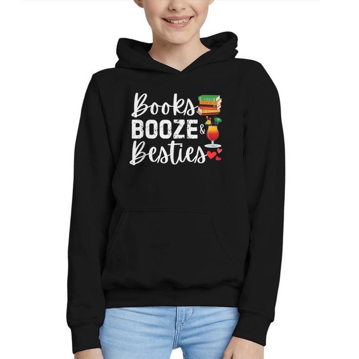 Books Booze And Besties Book Lover Bestie Squad Twinning Graphic Youth Hoodie