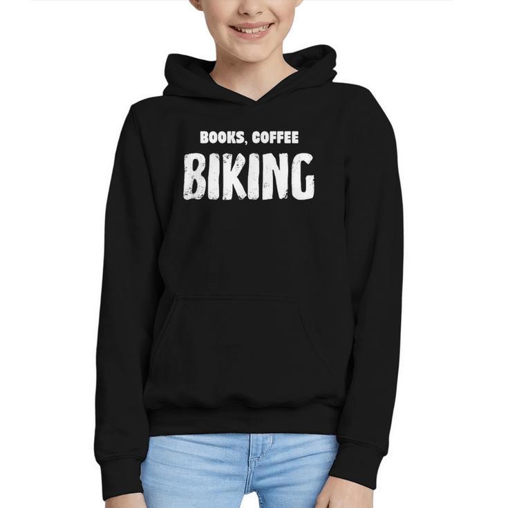 Books Coffee Biking Graphic Youth Hoodie
