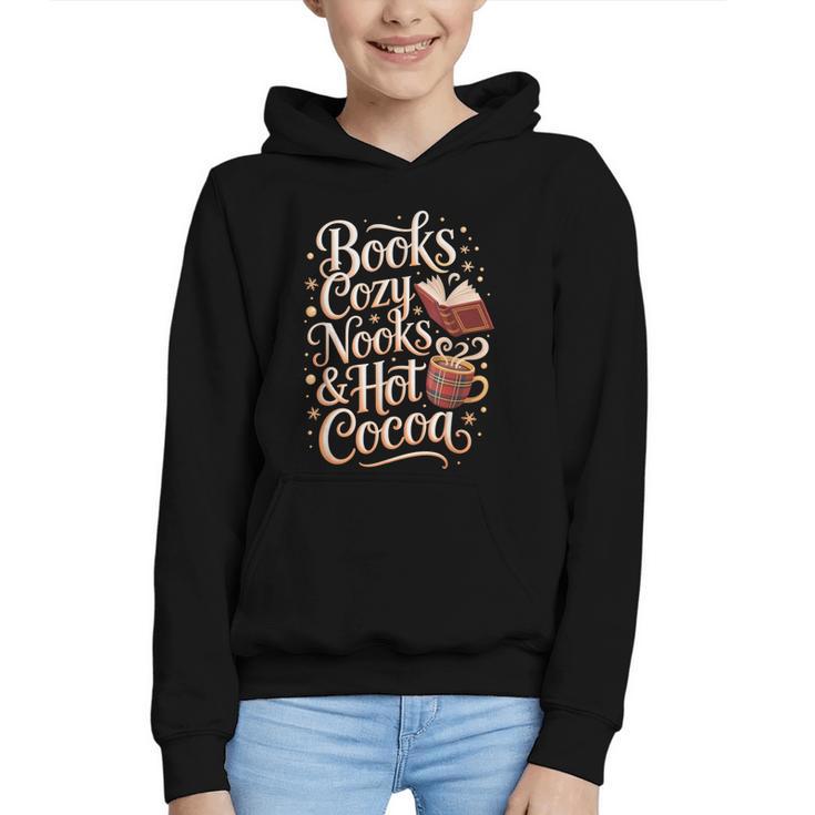 Books Cozy Nooks Hot Cocoa Winter Reading Warmth Comfort Graphic Youth Hoodie