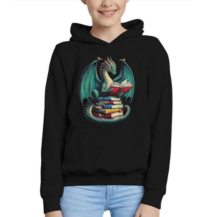 Books Dragon Reading Book Lover Graphic Youth Hoodie