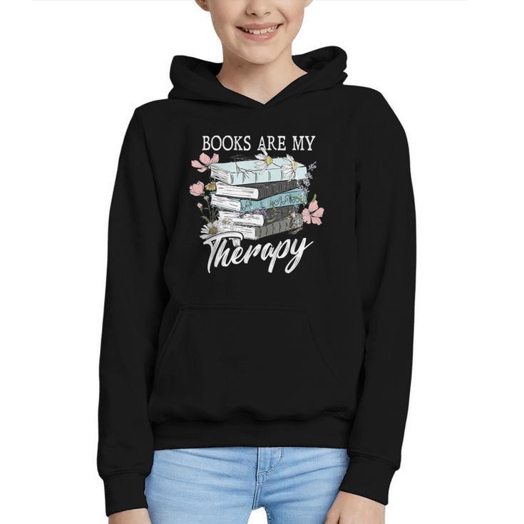 Books Are My Therapy Summer Reading Book Lovers Graphic Youth Hoodie
