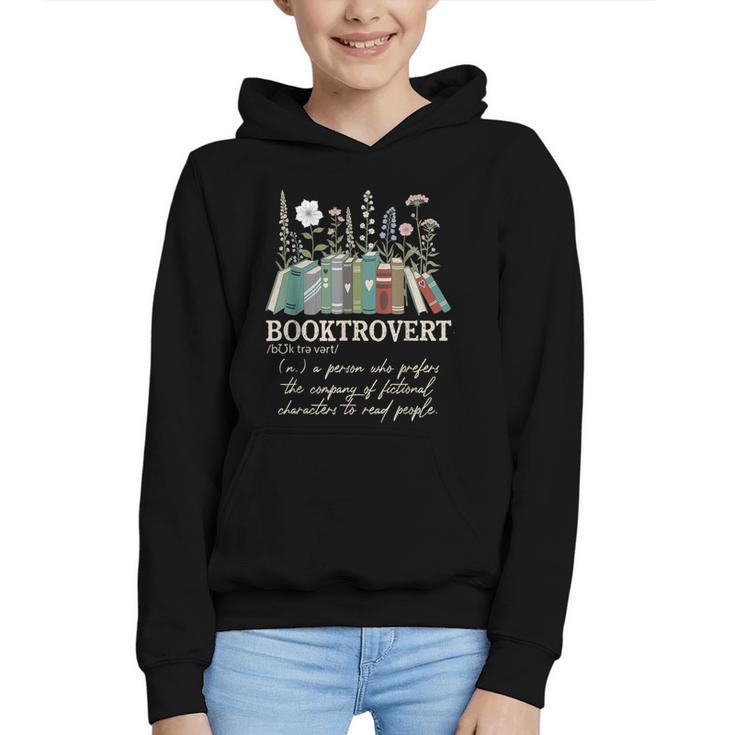 Booktrovert Definition Floral Books Reading Teacher Library Graphic Youth Hoodie