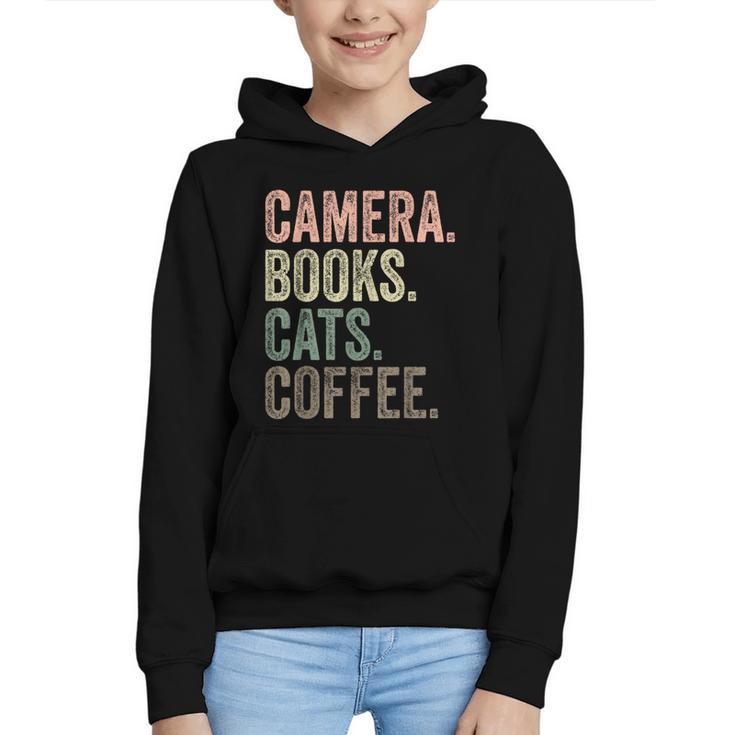 Camera Books Cats And Coffee Lover Photography Men Women Graphic Youth Hoodie
