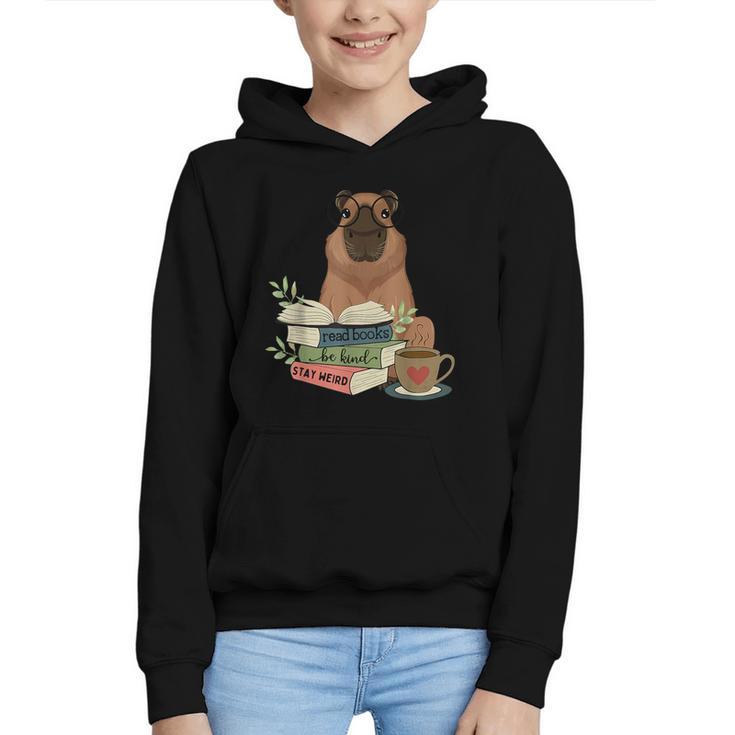 Capybara Glasses Reading Books Capybara Nerd Bookworm Graphic Youth Hoodie