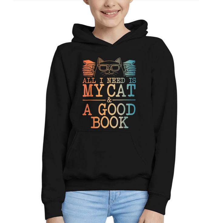 Cat & Book Art For Men Women Cat Librarian Novel Book Lover Graphic Youth Hoodie