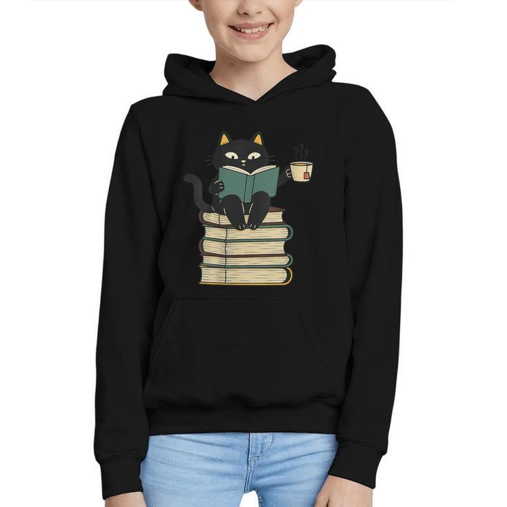 Cat Reading Book Graphic Youth Hoodie