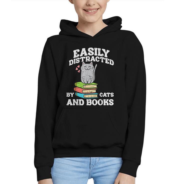 Cats And Books Read Reading Librarian Book Across America Graphic Youth Hoodie