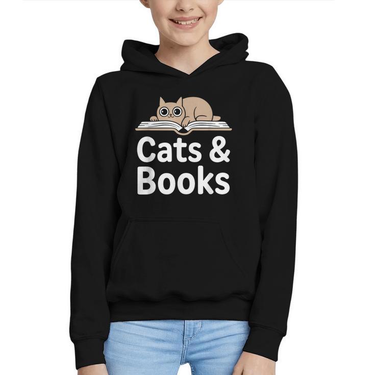 Cats And Books Graphic Youth Hoodie