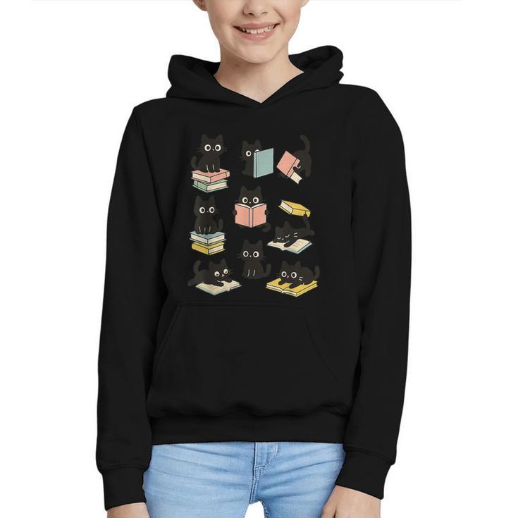Cats Reading Books Cat Lover Graphic Youth Hoodie