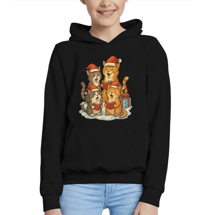 Cats Reading Books Christmas Tree Graphic Youth Hoodie
