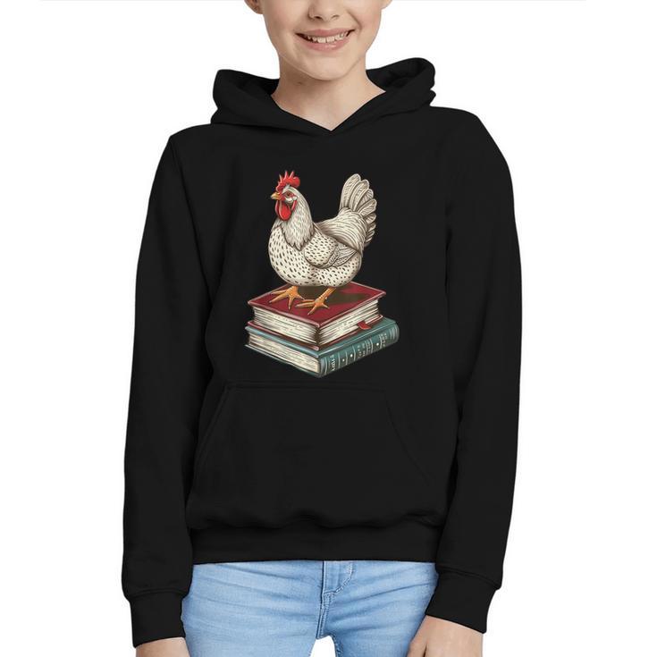 Chicken Books Back To School First Day Of School Boys Girls Graphic Youth Hoodie