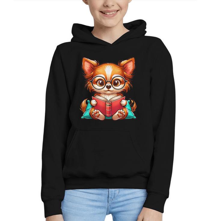 Chihuahua Reading a Book Dog Graphic Youth Hoodie