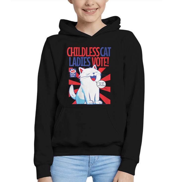 Childless Cat Ladies Vote Kamala Harris Cute Comic Book Cat Graphic Youth Hoodie