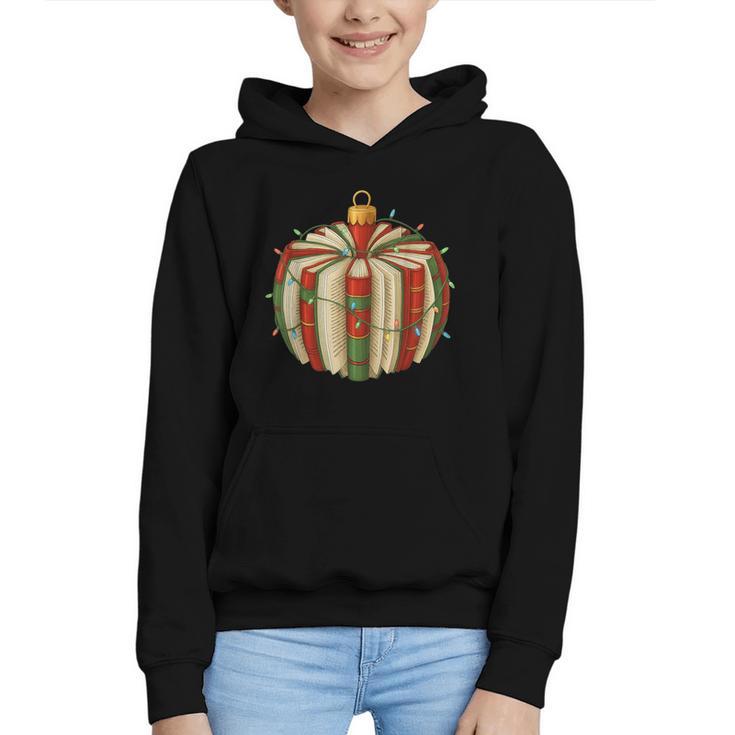 Christmas Book Ornament Lights Holiday Reading Lover Teacher Graphic Youth Hoodie