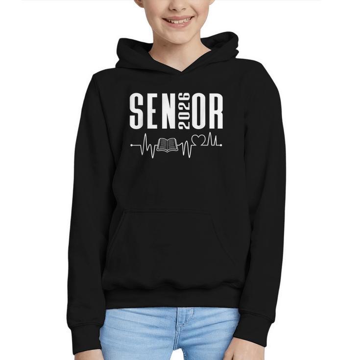 Class Of 2026 Senior Reading Themed Book Heartbeat Graphic Youth Hoodie
