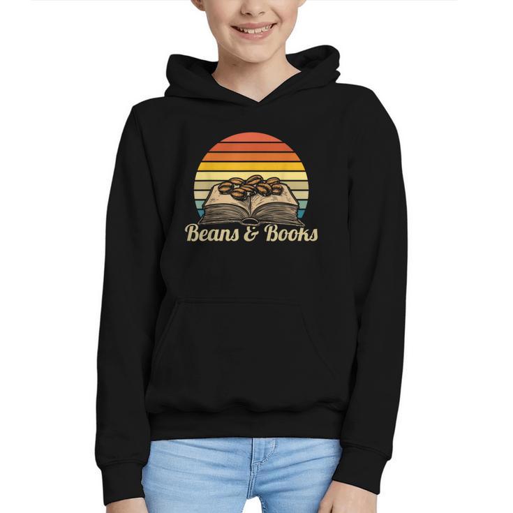 Coffee Beans & Books Retro Bookworm Librarian Graphic Youth Hoodie