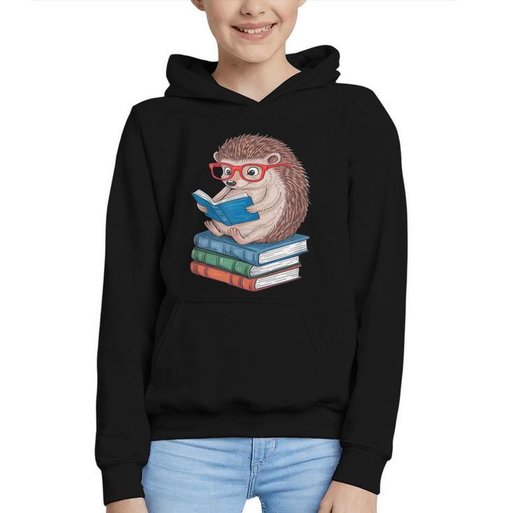 Cool Hedgehog Book Nerd Readers Graphic Youth Hoodie