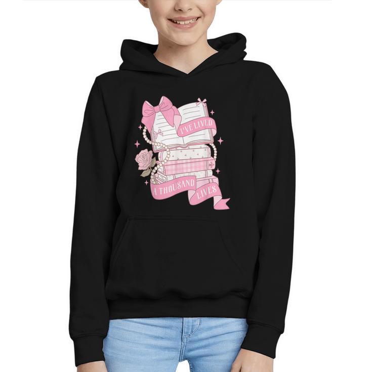 Coquette Reading Book Lover Pink Bow Bookish Mom & Daughter Graphic Youth Hoodie