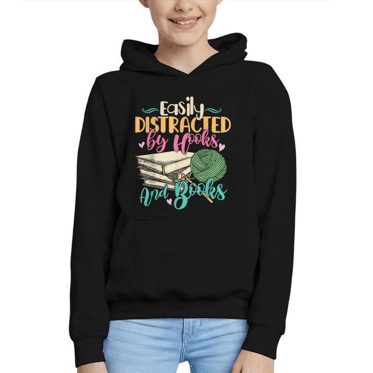 Crochet And Reading Crocheter Bookish Crocheting Book Lover Graphic Youth Hoodie