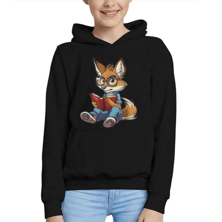 Cute Coyote With Book I Kids Coyote Graphic Youth Hoodie